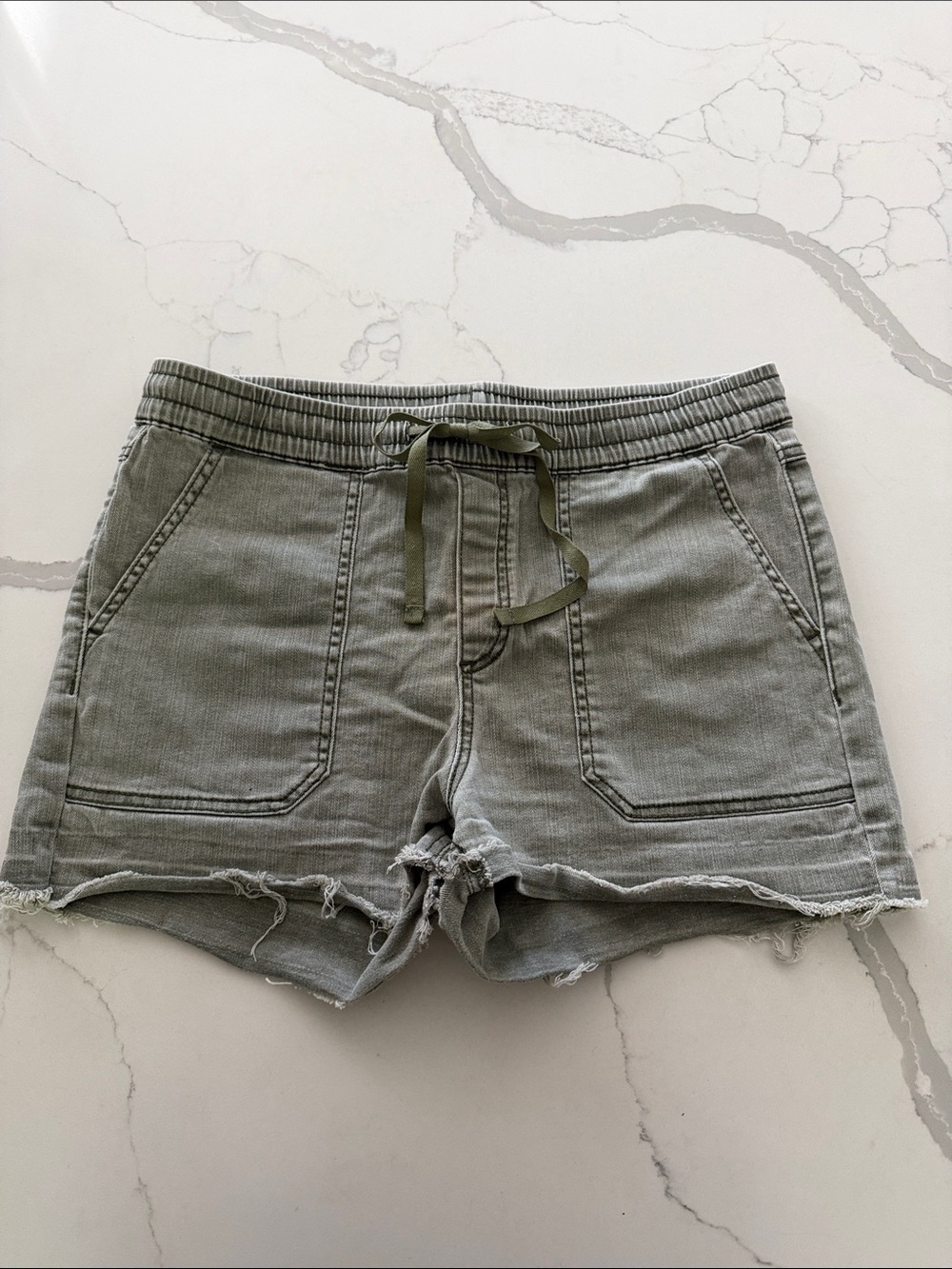 INC International Concepts Olive Drawstring Denim Shorts